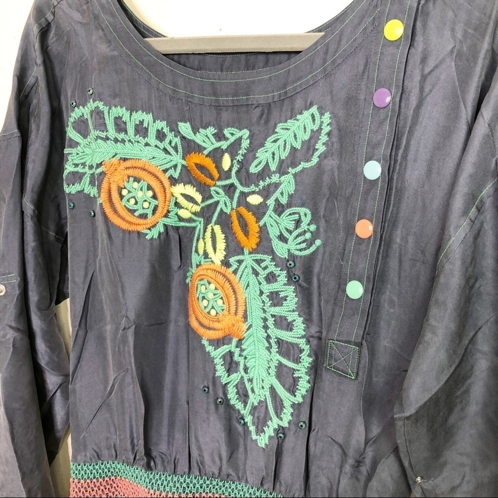 PLENTY by Tracy Reese blue silk embroidered mini dress - Picture 4 of 13